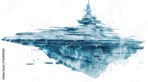 Foto Space battleship floats gracefully against a neutral backdrop, evoking a futuris
