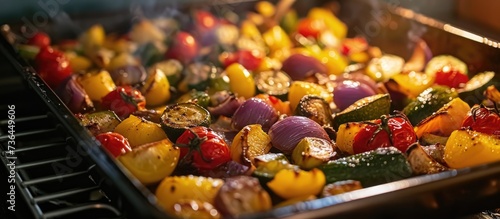 Roasted veggies in oven.