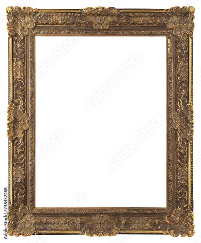 Old picture frame in PNG format on a transparent background.