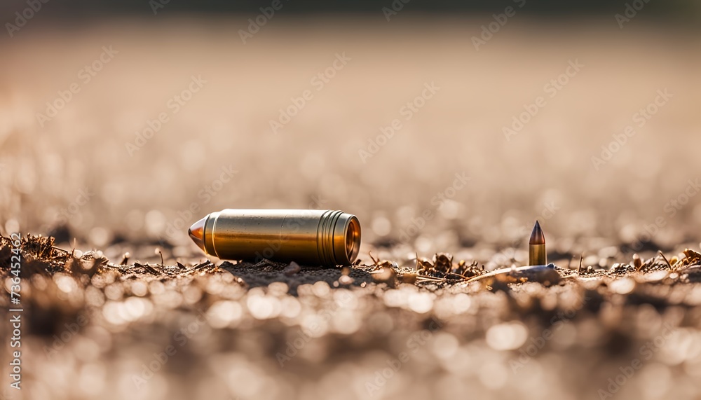 brass bullet on the ground - violence, soldier, war or military concept. brass bullet on the ground - violence, soldier, war or military concept.