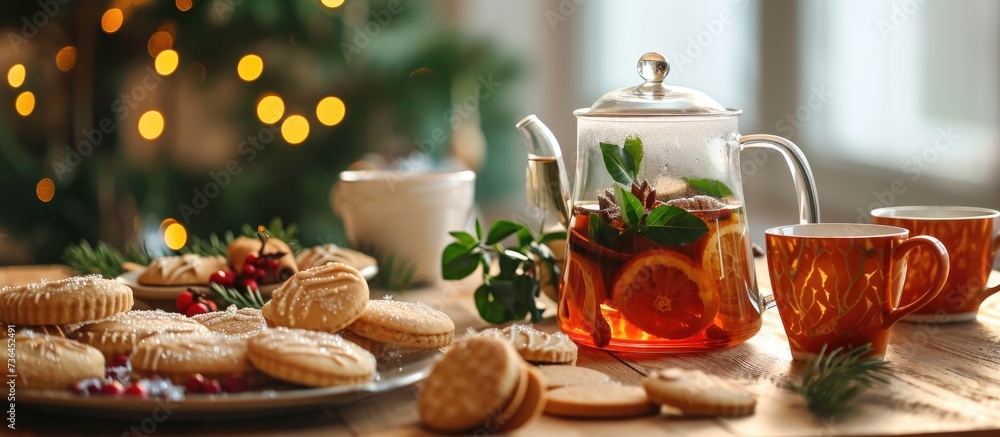 Christmas cookie and herbal tea display