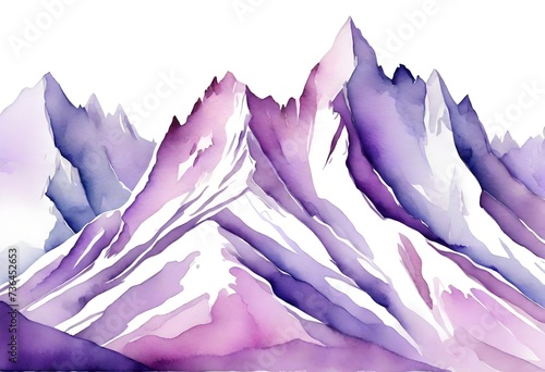 mountains watercolor painted, isolated on white, transparent