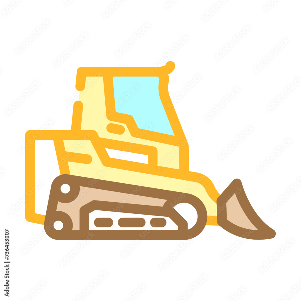 Naklejka premium skid steer construction vehicle color icon vector illustration