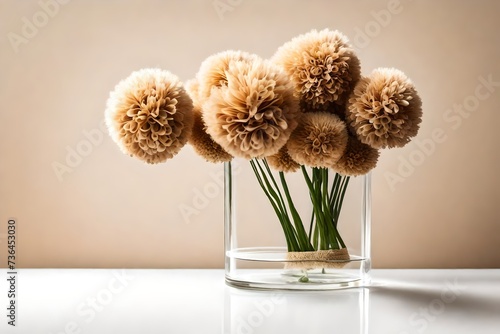 pom pom flowers in vase photo