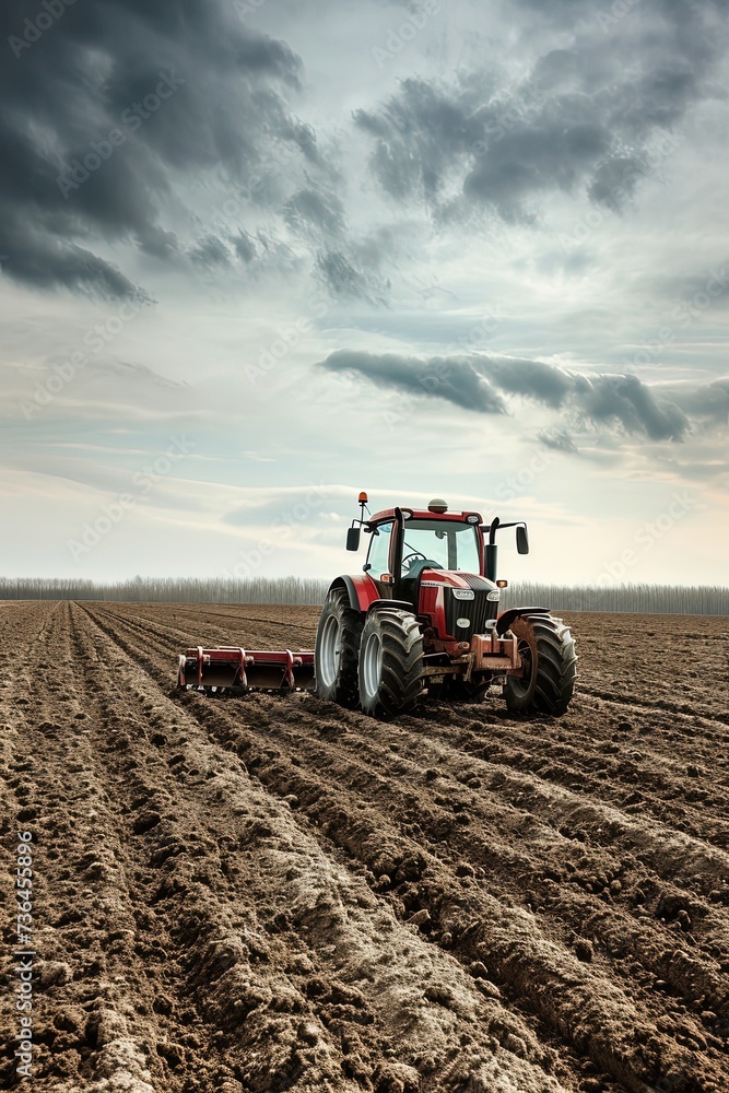 Spring. The tractor is plowing the land. A determined tractor clears the field, paving the way for a fruitful harvest. Spring. The tractor is plowing the land. A determined tractor clears the field, paving the way for a fruitful harvest.
