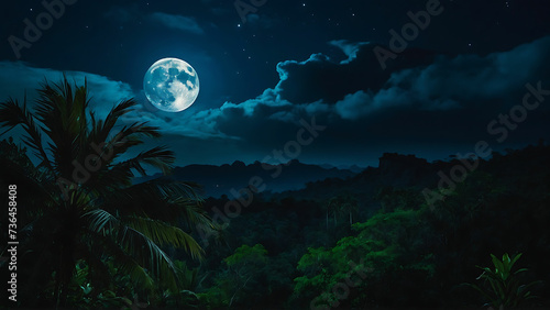 view of moon from forest at night