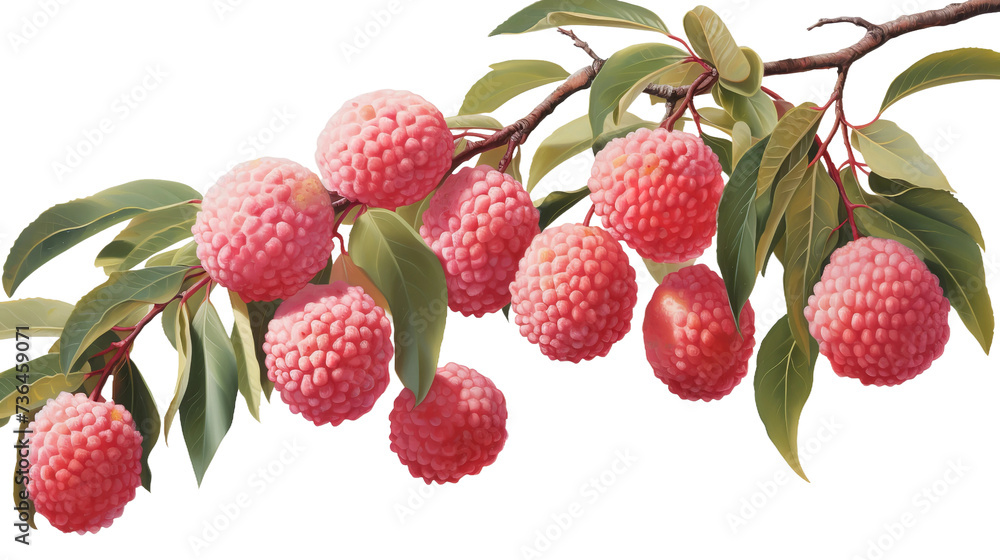 Lychees with branch isolated on transparent background Lychees with branch isolated on transparent background