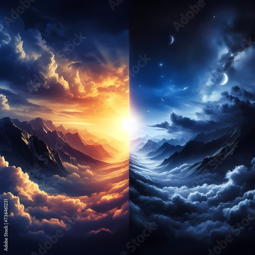  Explore the dichotomy of light and dark with an image capturing the contrast between illumination and shadow, generative ai