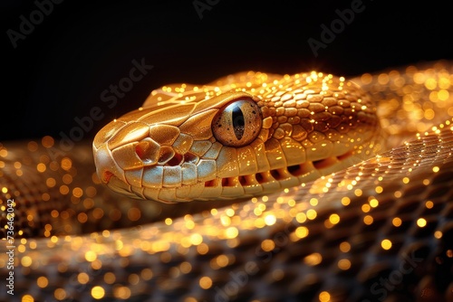 golden spikes on black background effect on a snake