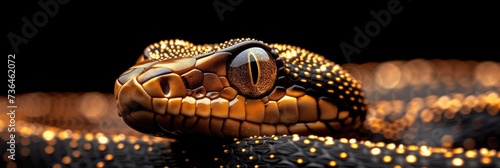 golden spikes on black background effect on a snake