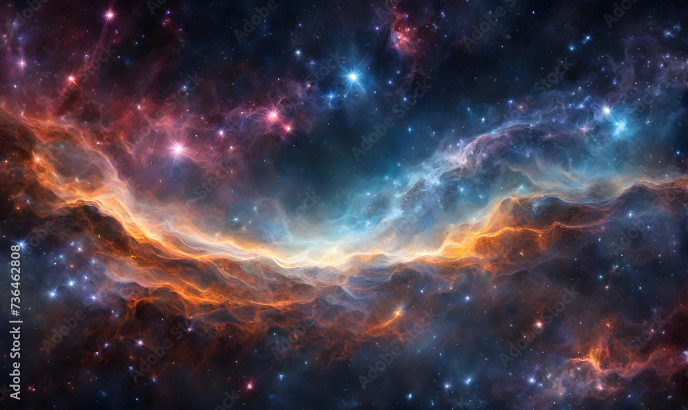 Obraz premium A sweeping view of the cosmos, stars streaking across the celestial void