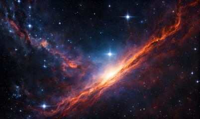 Tableau sur verre  A sweeping view of the cosmos, stars streaking across the celestial void  © Evgeny Karandaev