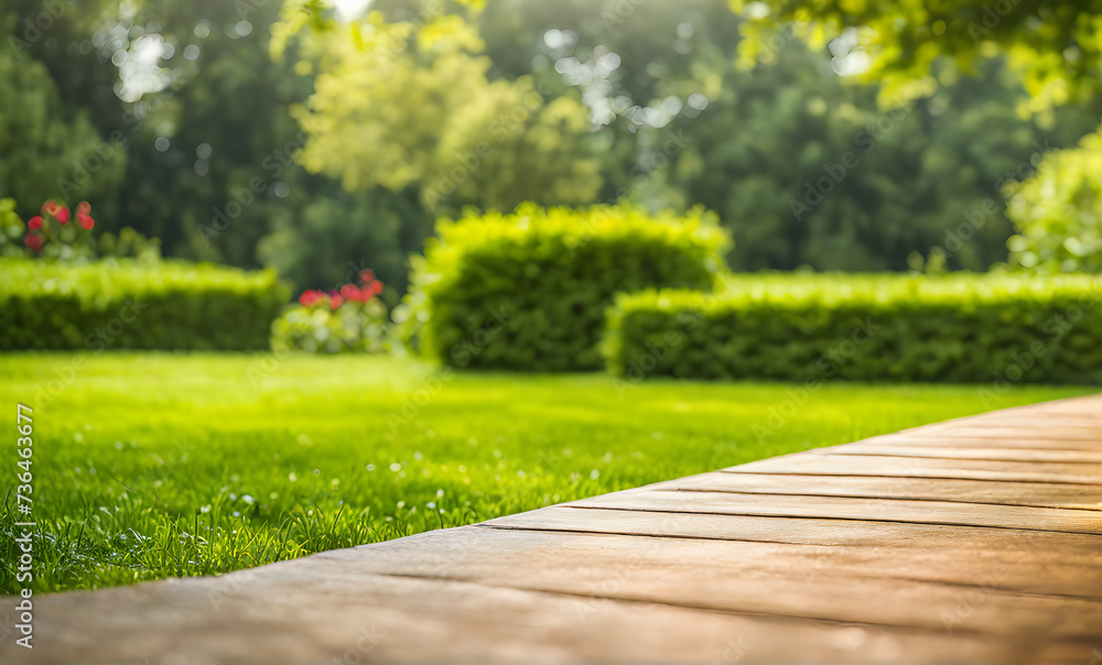 Expansive lawn edged with vibrant green trim leading to a blank area Expansive lawn edged with vibrant green trim leading to a blank area