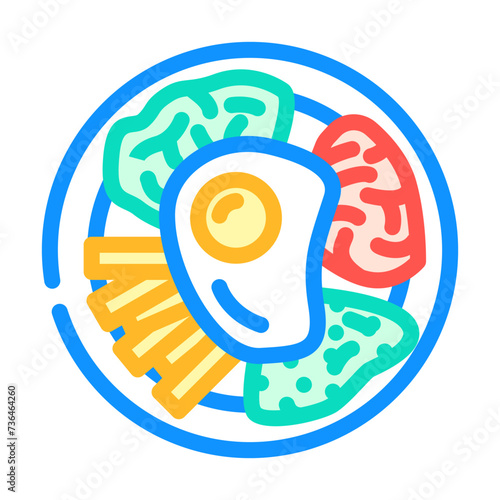 bibimbap dish korean cuisine color icon vector illustration