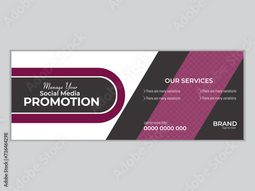 Professional business facebook cover page timeline web ad banner template.Digital marketing agency facebook cover photo design with creative shape or web banner for digital marketing business