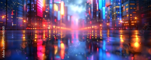 Vibrant neon lights bring a futuristic city to life as dusk settles. Concept Fusion of Technology and Nature  Urban Jungle  Electric Nights  Neon Cityscapes  Futuristic Skylines