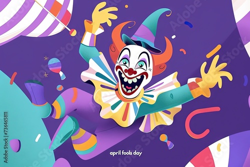 clown april fools joker day poster llustration.