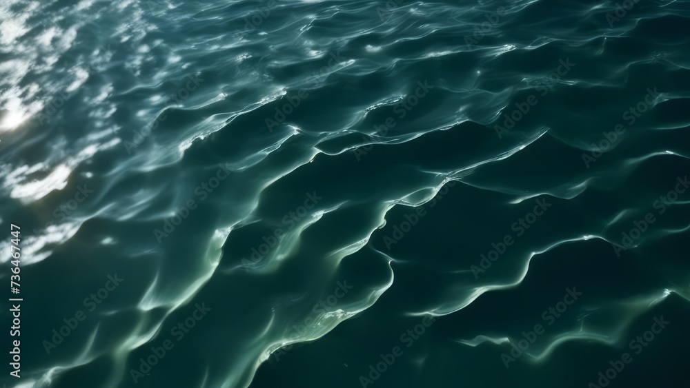 Fototapeta premium Background with waves on dark water.