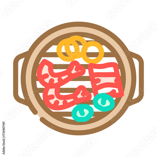 korean bbq grill cuisine color icon vector illustration