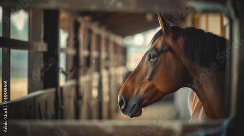 horses in the boxes of an equestrian center © Khalif