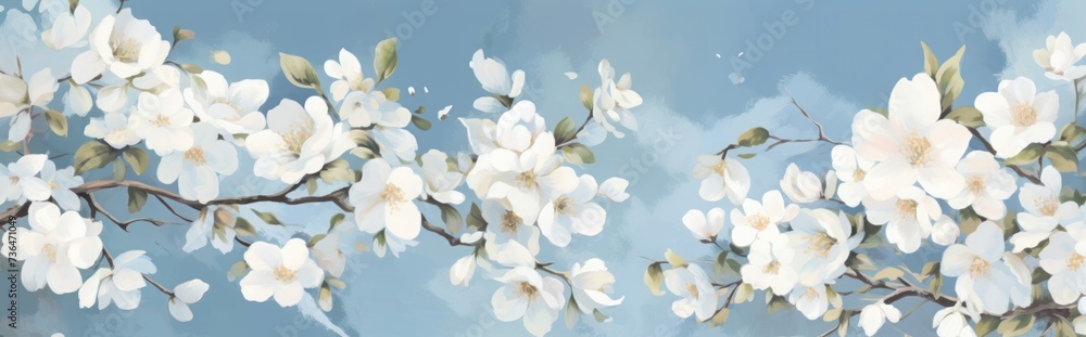 Obraz premium white roses against the blue sky