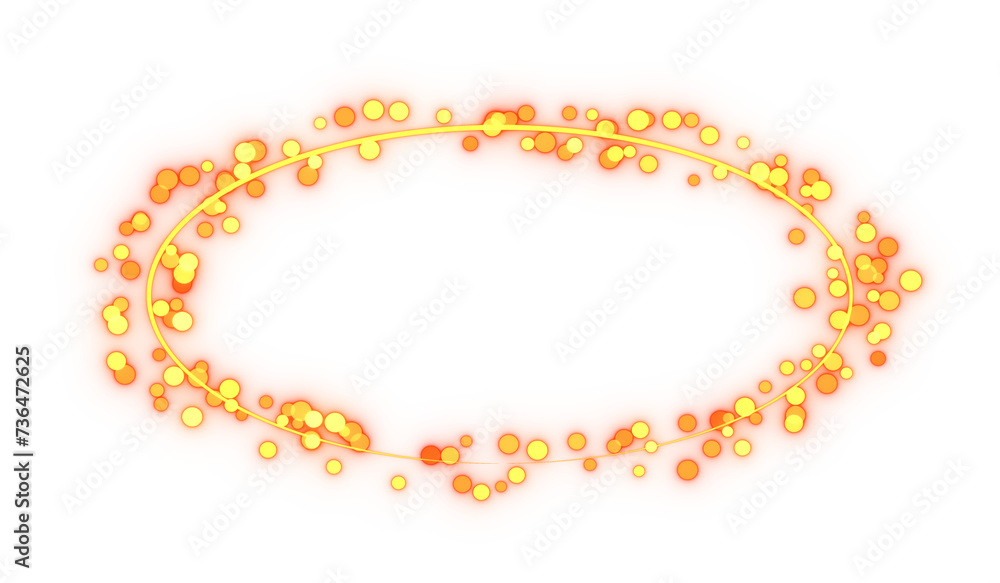 Obraz premium Glittering circles' particle wreath. 3d rendering.