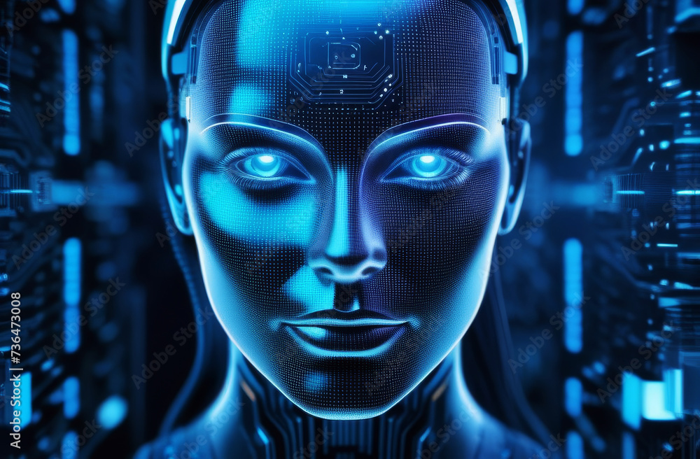 Artificial intelligence robot woman. AI Modern female futuristic cyborg robot illustration. Artificial intelligence robot woman. AI Modern female futuristic cyborg robot illustration.