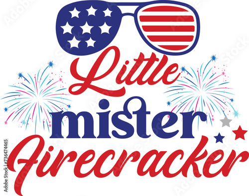 Little mister firecracker T-shirt, 4th of July T-shirt, Fourth of July, America, USA Flag, USA Holiday, Patriotic, Independence Day Shirt, Cut File For Cricut Silhouette