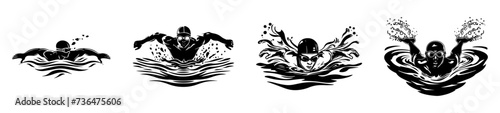 swimming man collection logos photo