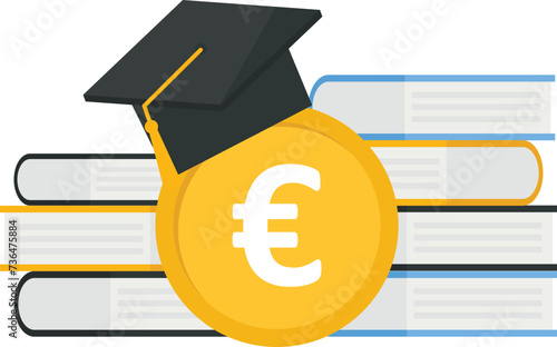 Pay education fees by euro money, Tuition payment, Currency exchange, Financial transaction, international education and euro currency concept,
