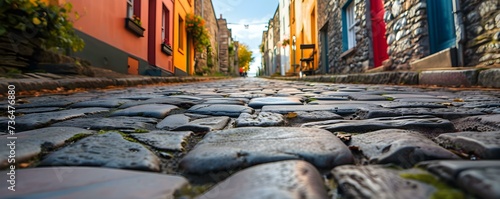 Experience the enchanting beauty of vibrant cobblestone streets in Kinsale Cork Ireland. Concept Kinsale, Cork, Ireland, Cobblestone streets, Enchanting beauty photo