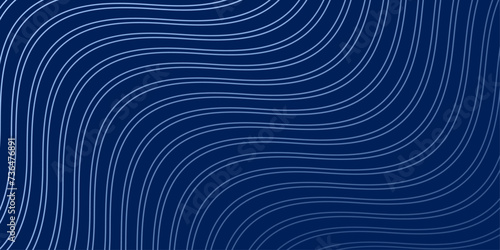 Abstract background with waves for banner. Medium banner size. Vector background with lines. Blue gradient. Water, ocean, dark. Brochure, booklet