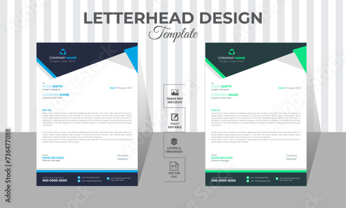 Professional & minimalist corporate business style letterhead template design with geometric shapes and color variation bundle.