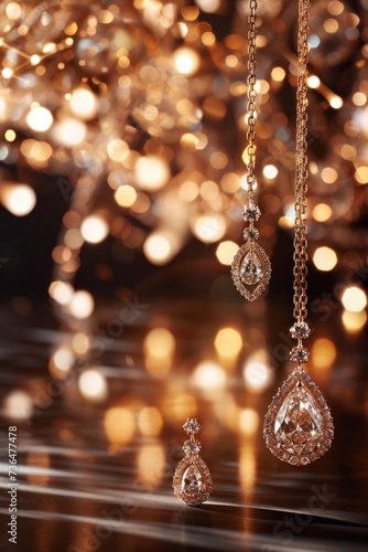 Close-Up of a necklace With Background Lights © lublubachka
