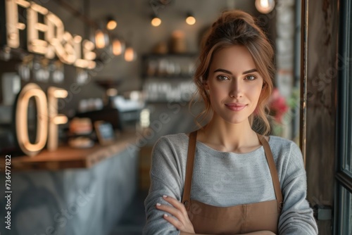 Woman Standing in Front of Window With Crossed Arms photo