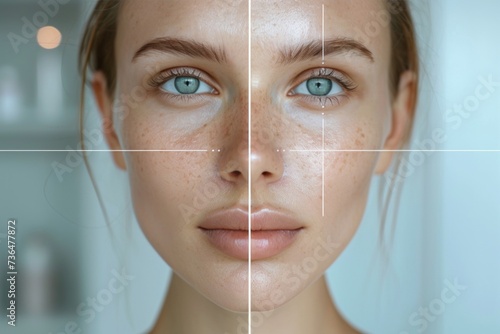 Womans Face With Grid Overlay photo