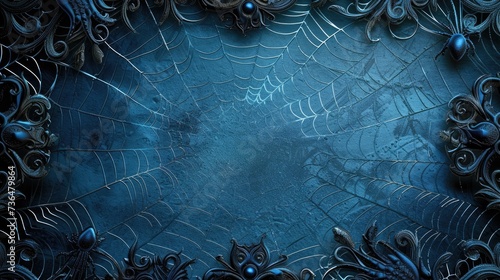 Turquoise background with cobwebs