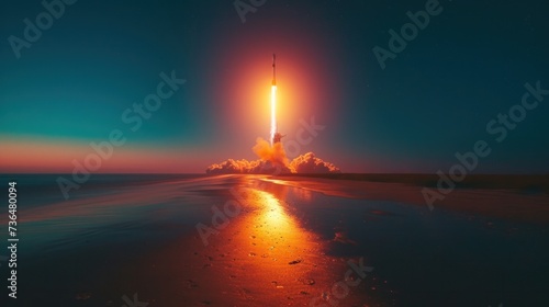 Rocket launch, clouds of smoke