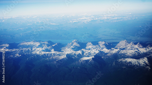  Spectacular panoramic views to see Grand Tetons on the flight. Different Angle to see such mountain ranges. Grand Teton National Park, Wyoming. 