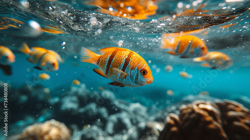 Clownfish swimming in ocean water