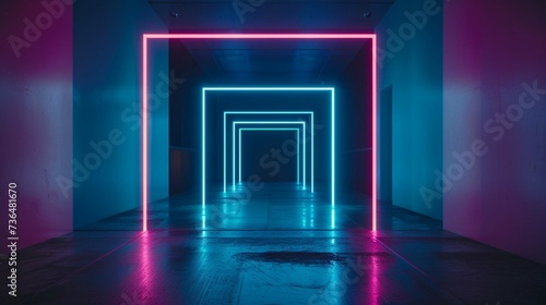 stylish modern blue neon light frame