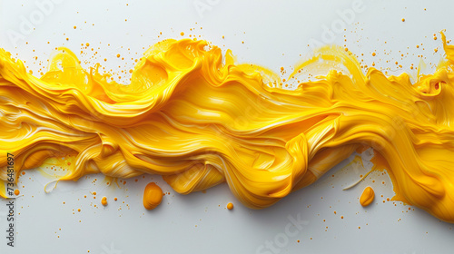Yellow oil paint on white background