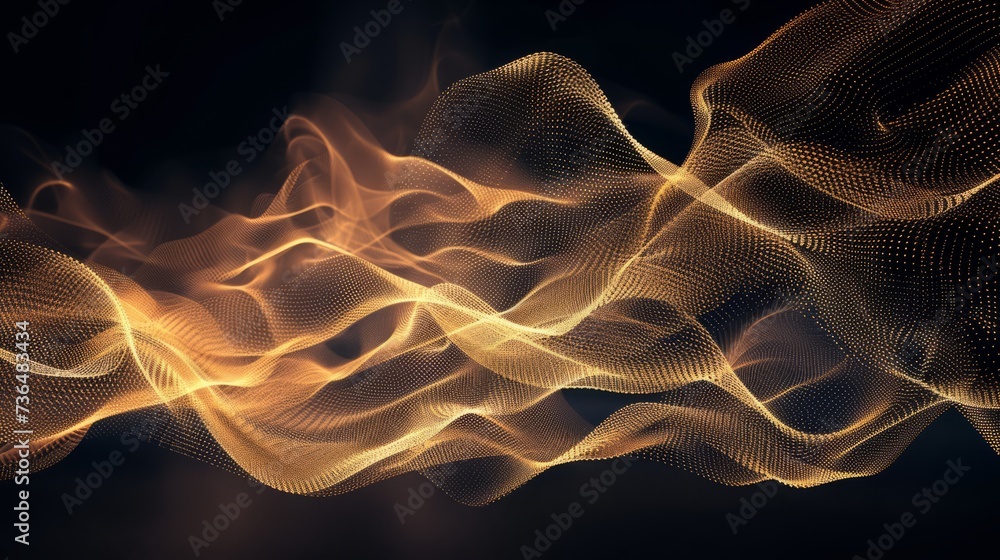 Abstract background of glowing gold mesh or interwoven lines on a dark background. Abstract background of glowing gold mesh or interwoven lines on a dark background.