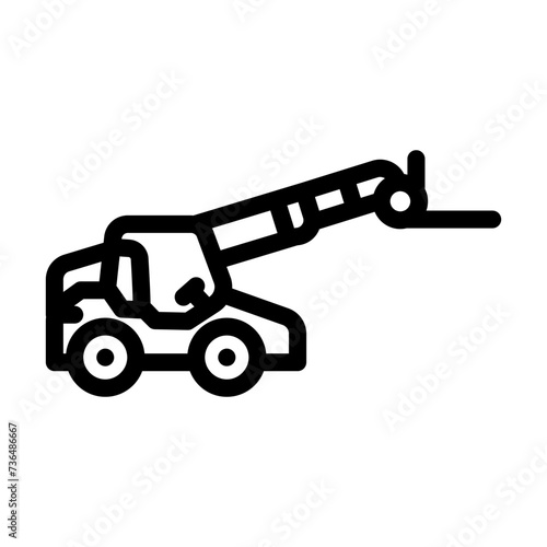 telescopic handler construction vehicle line icon vector illustration