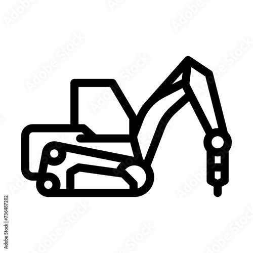 construction drill vehicle line icon vector illustration