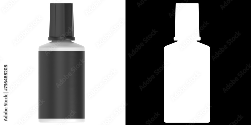 3D rendering illustration of a correction fluid bottle and brush tip 3D rendering illustration of a correction fluid bottle and brush tip