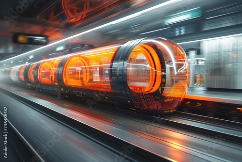 futuristic train on a modern subway