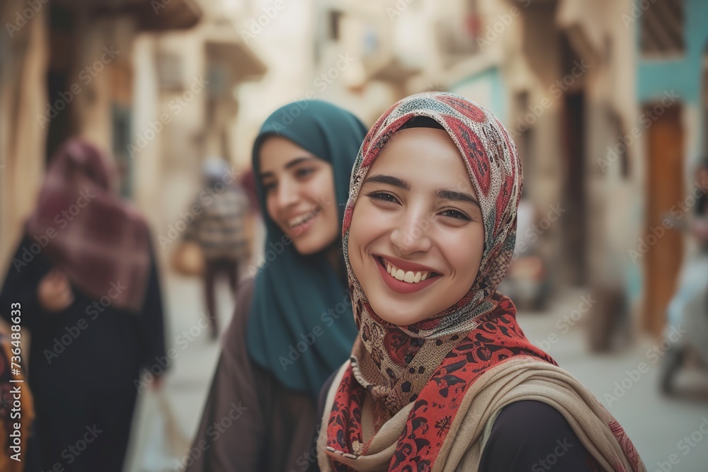 group of muslim women posing smiling in front of the camera group of muslim women posing smiling in front of the camera
