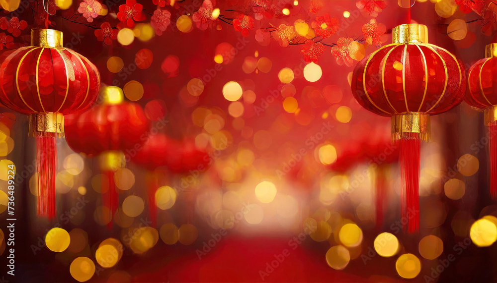Chinese new year festive background with red decoration Chinese new year festive background with red decoration