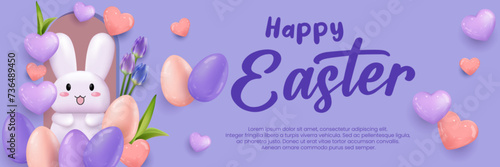Canvas Print Happy easter poster banner vector illustration template
